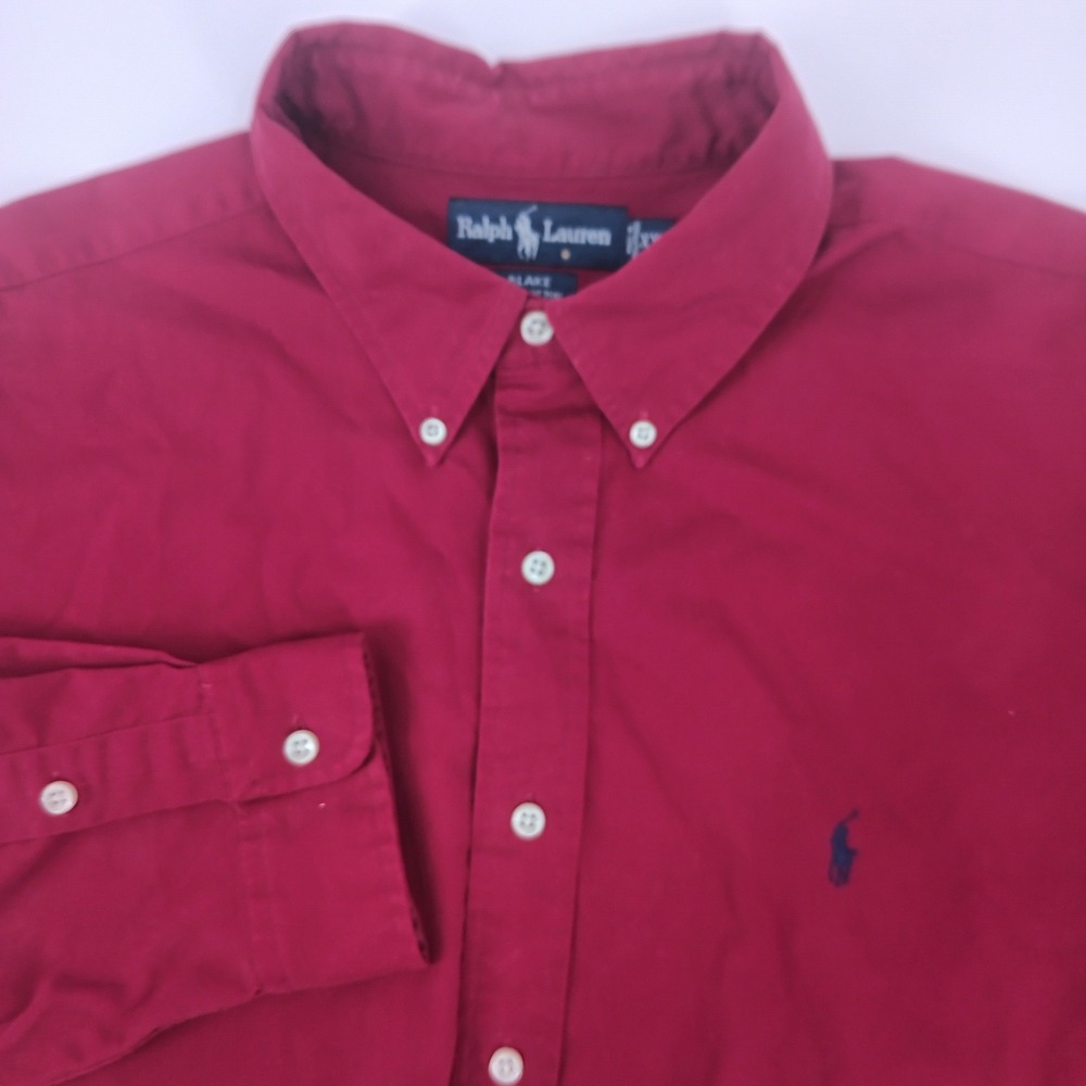 Polo Ralph Lauren Blake Shirt Mens XXL Red Long‎ Sleeve Button Down Cotton Twill